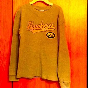 Iowa Hawkeyes college football boy’s 12 14 gray waffle weave thermal shirt top